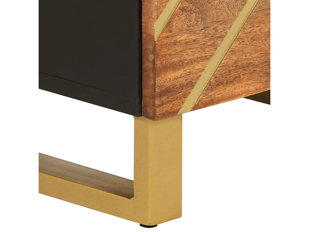 Hoge kast 40x33,5x110 cm massief mangohout bruin en zwart