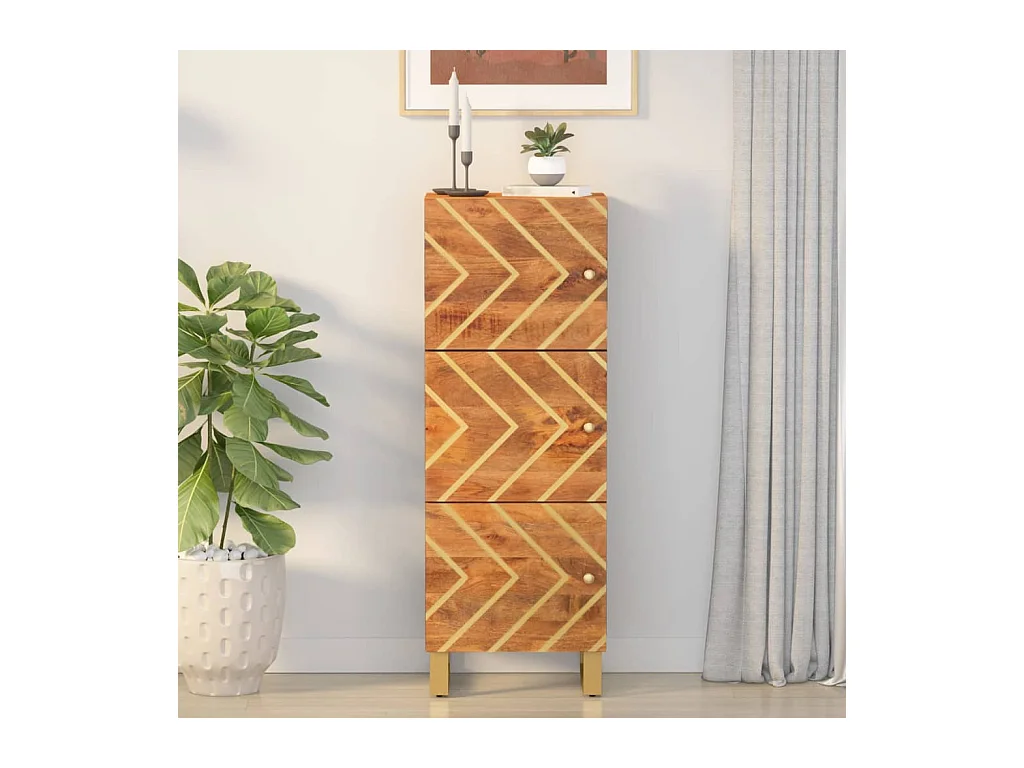 Buffet marron et noir 40x33,5x110 cm bois massif de manguier