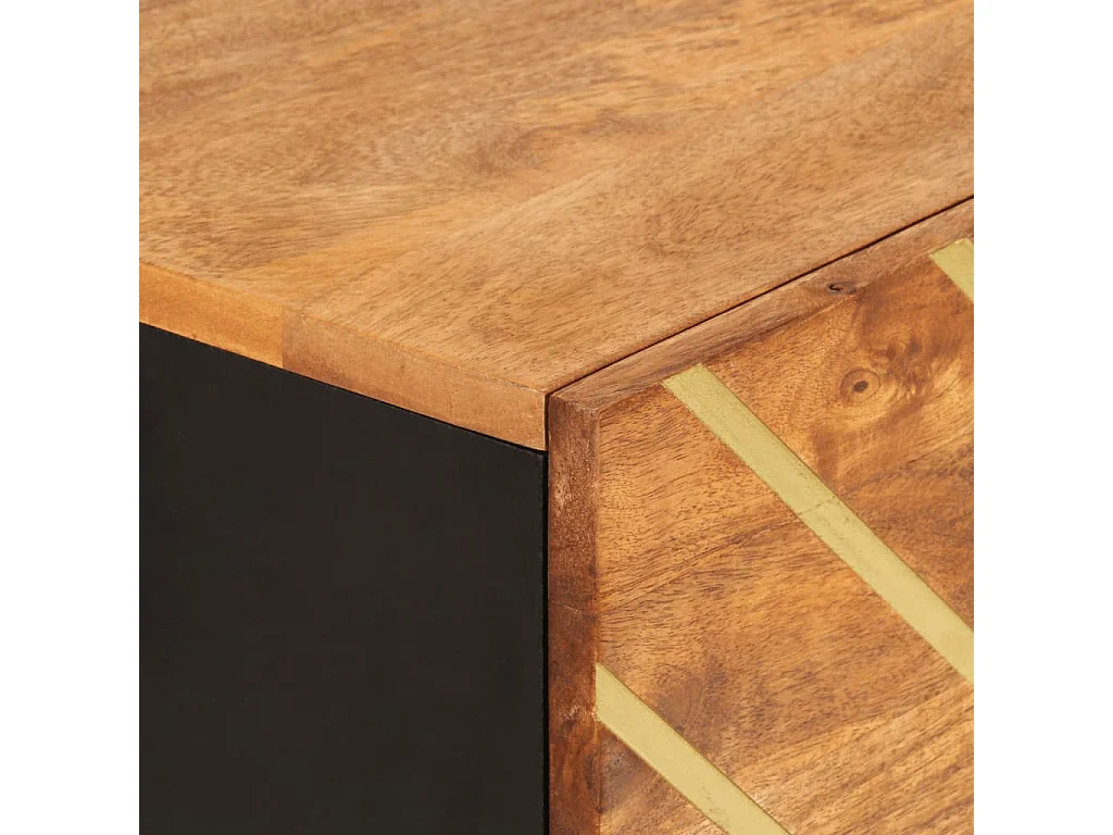 Buffet marron et noir 40x33,5x110 cm bois massif de manguier