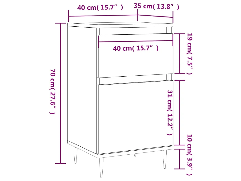 Sideboard Weiß 40x35x70 cm Holzwerkstoff