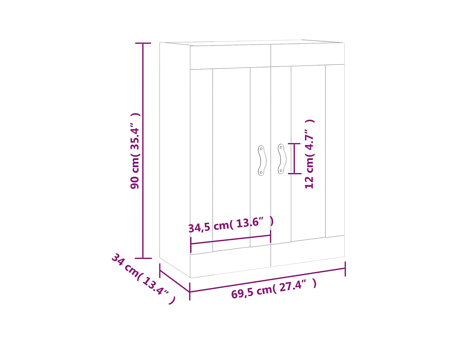 Armoire murale chêne fumé 69,5x34x90 cm