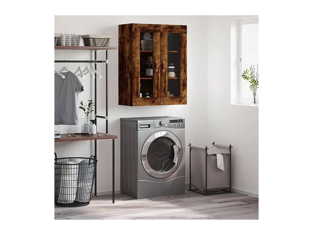 Armoire murale chêne fumé 69,5x34x90 cm