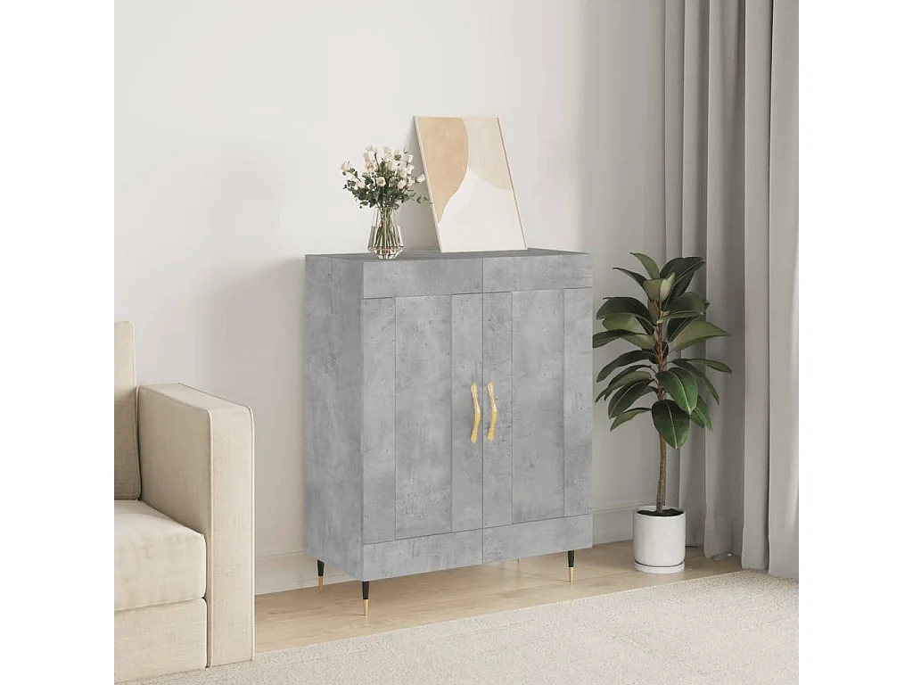 Buffet gris béton 69,5x34x90 cm bois d'ingénierie