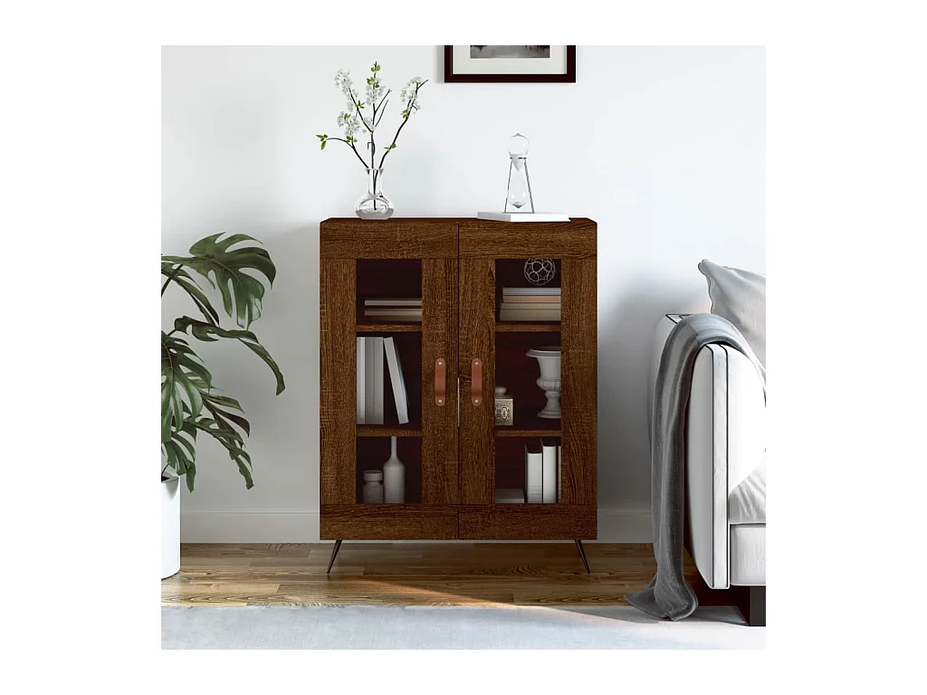 Credenza Rovere Marrone 69,5x34x90 cm in Legno Multistrato