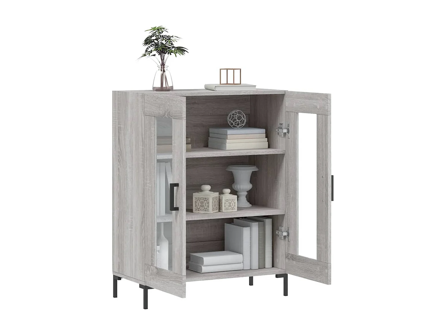 Aparador 69,5x34x90 cm derivados de madeira cinzento sonoma