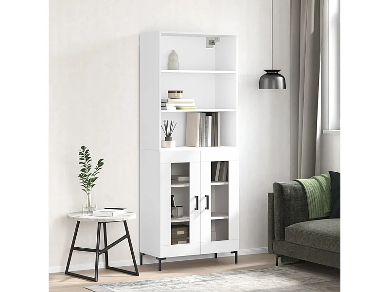 Buffet haut Blanc 69,5x34x180 cm Bois d'ingénierie