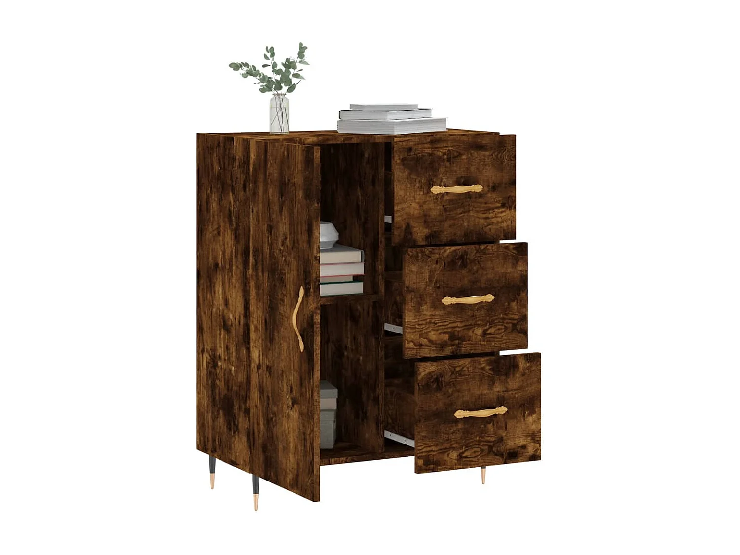 Buffet chêne fumé 69,5x34x90 cm bois d'ingénierie