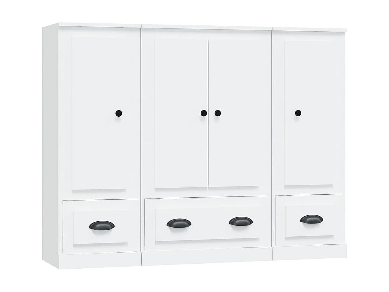 Buffets 3 pcs blanc bois d'ingénierie