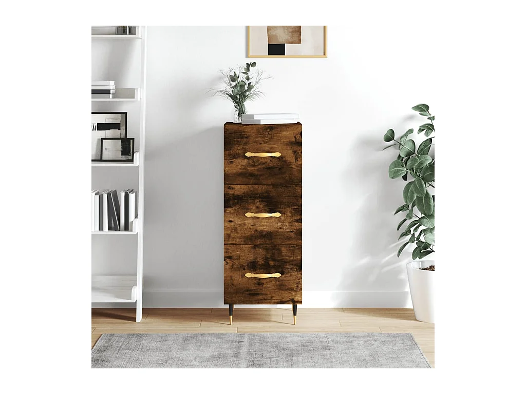 Aparador madera de ingeniería roble ahumado 34,5x34x90 cm