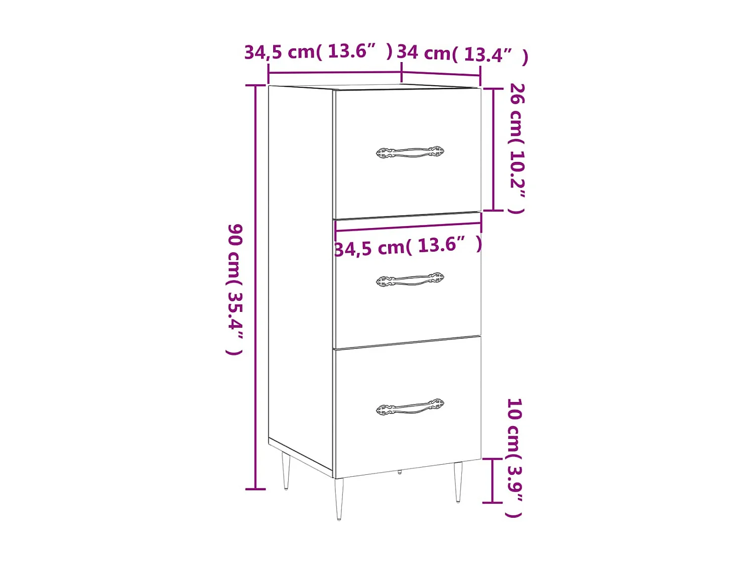 Buffet Chêne fumé 34,5x34x90 cm Bois d'ingénierie