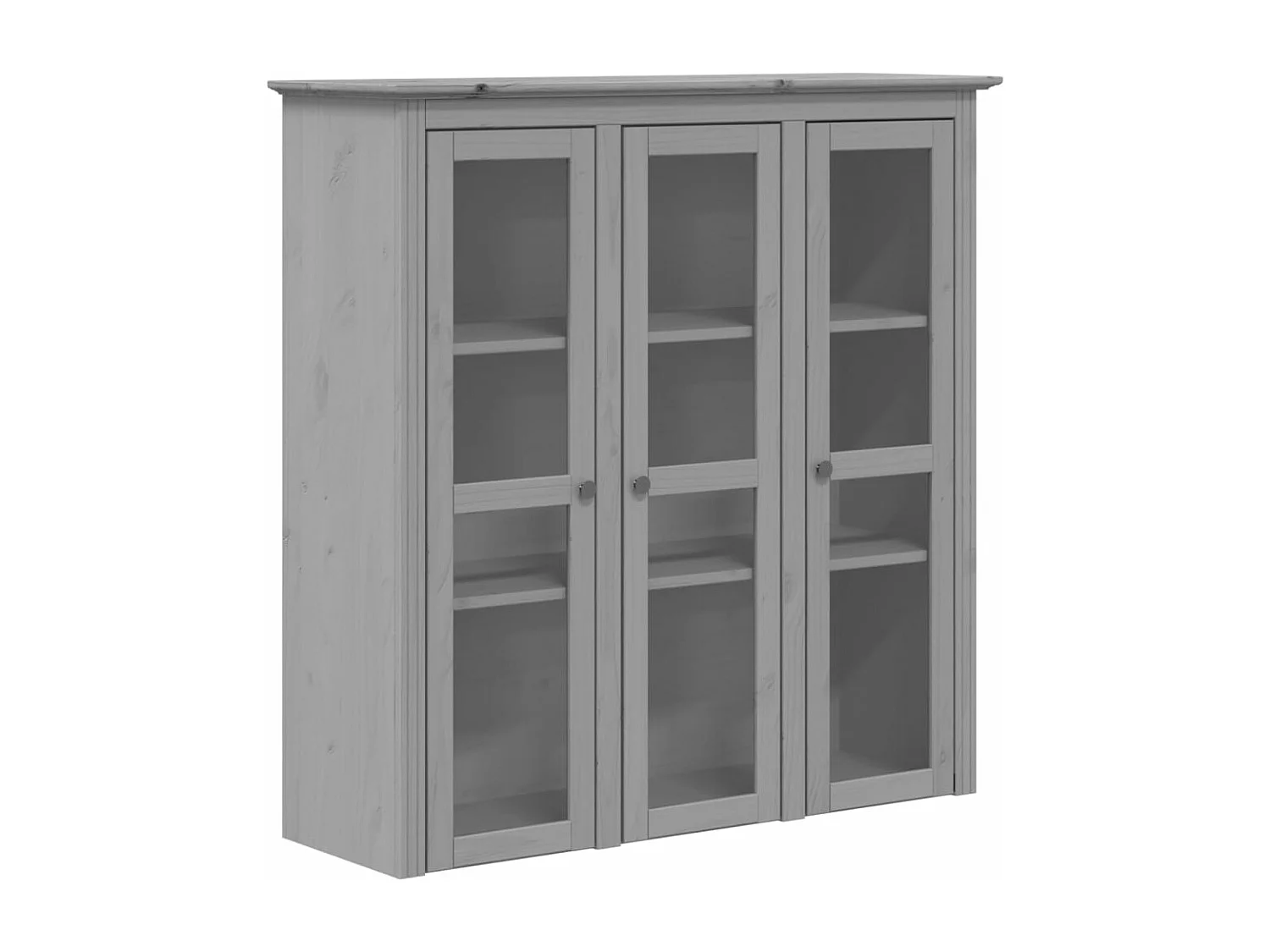 Armoire avec portes vitrées BODO gris bois de pin massif
