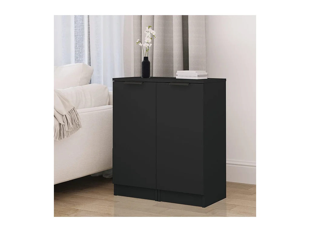 Aparador de madera contrachapada negro 30x30x70 cm