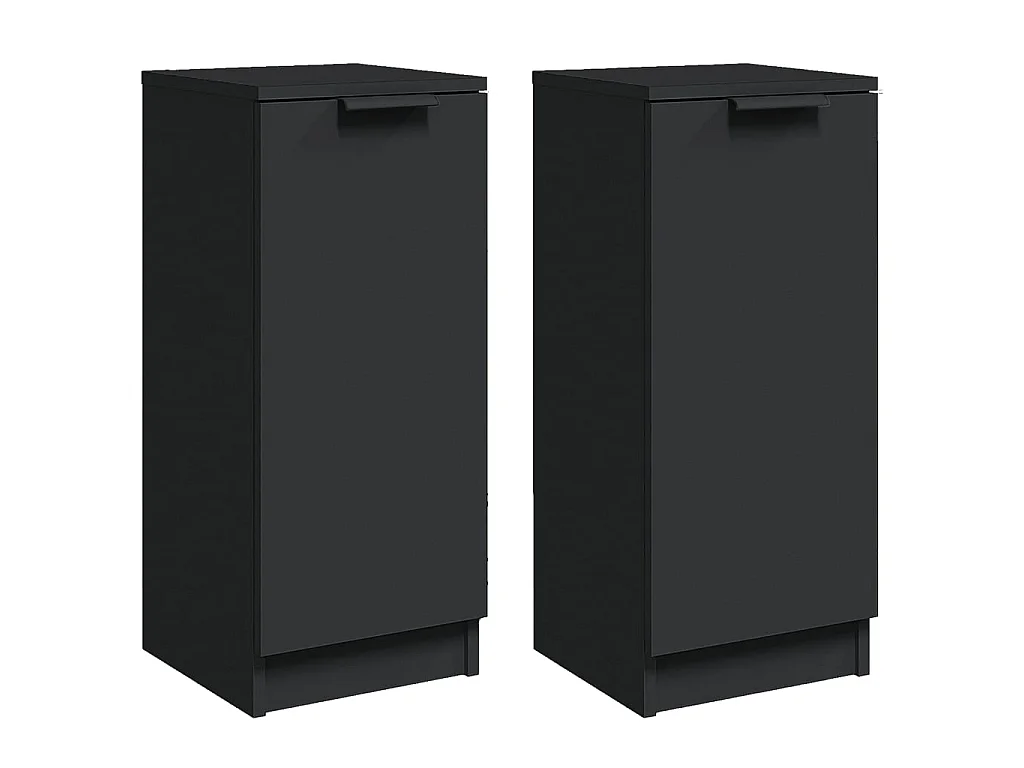 Credenze 2 pz Nere 30x30x70 cm in Legno Multistrato