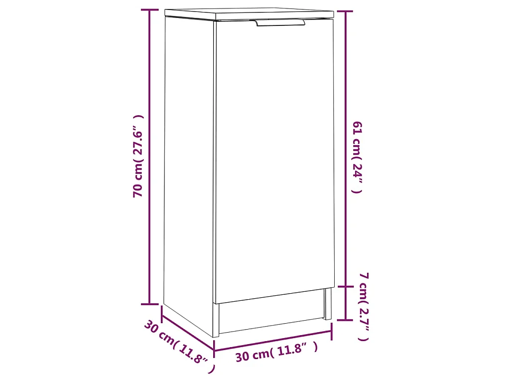 Credenze 2 pz Nere 30x30x70 cm in Legno Multistrato
