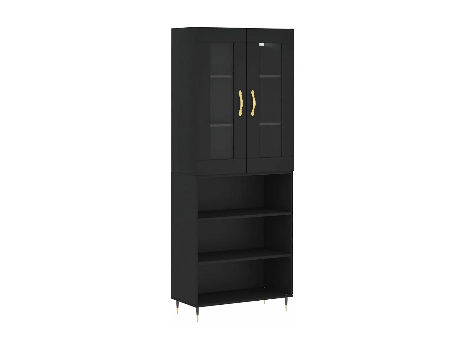 Highboard Schwarz 69,5x34x180 cm Holzwerkstoff