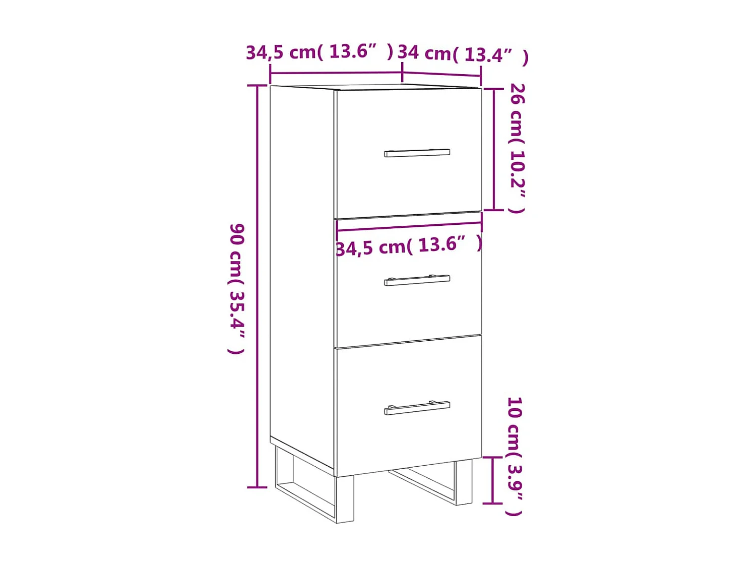 Sideboard Grau Sonoma 34,5x34x90 cm Holzwerkstoff