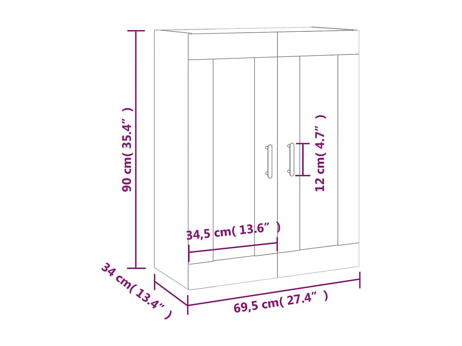 Armoire murale blanc 69,5x34x90 cm