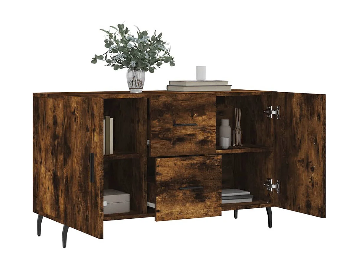 Buffet chêne fumé 100x36x60 cm bois d'ingénierie