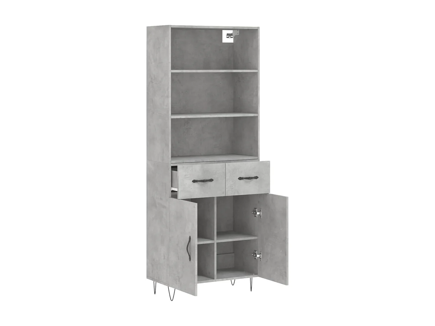 Highboard Betongrau 69,5x34x180 cm Holzwerkstoff