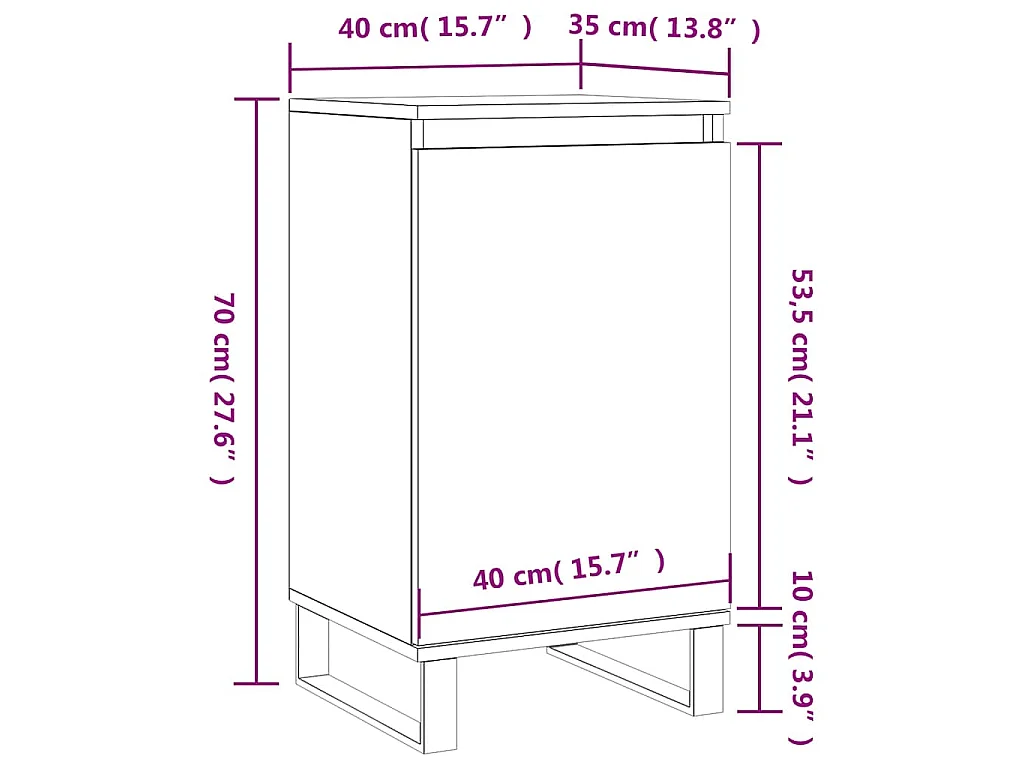 Buffet chêne fumé 40x35x70 cm bois d'ingénierie