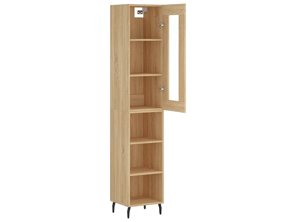 Hoge kast 34,5x34x180 cm bewerkt hout sonoma eikenkleurig