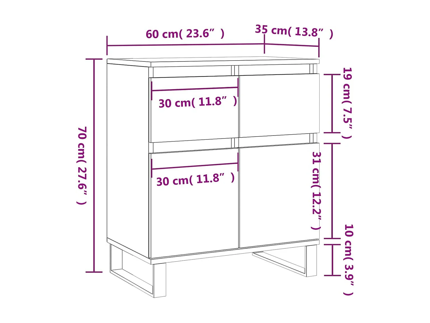 Sideboard Betongrau 60x35x70 cm Holzwerkstoff
