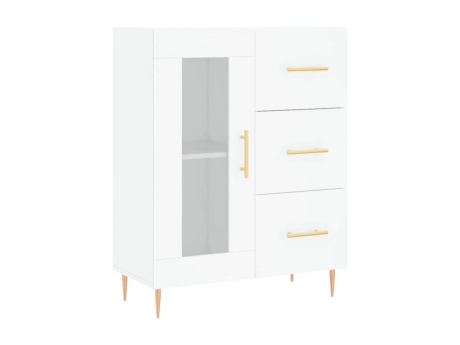 Hoge kast 69,5x34x180 cm bewerkt hout wit