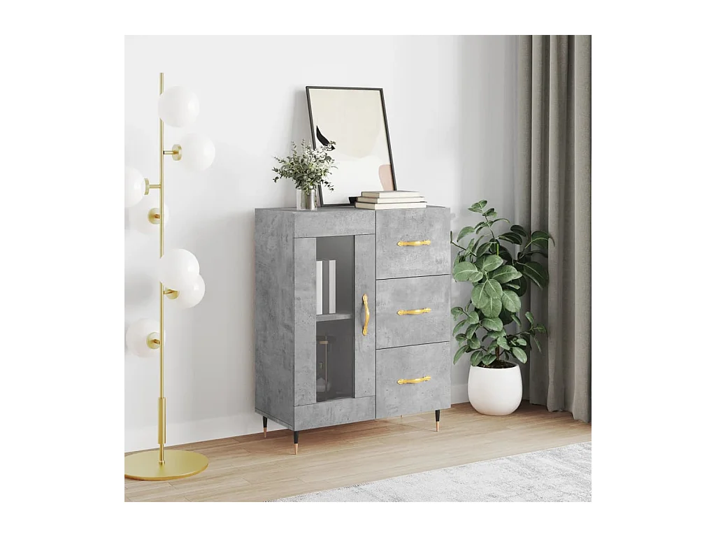 Credenza Grigio Cemento 69,5x34x90 cm in Legno Multistrato