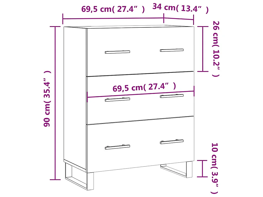 Sideboard Sonoma-Eiche 69,5x34x90 cm Holzwerkstoff