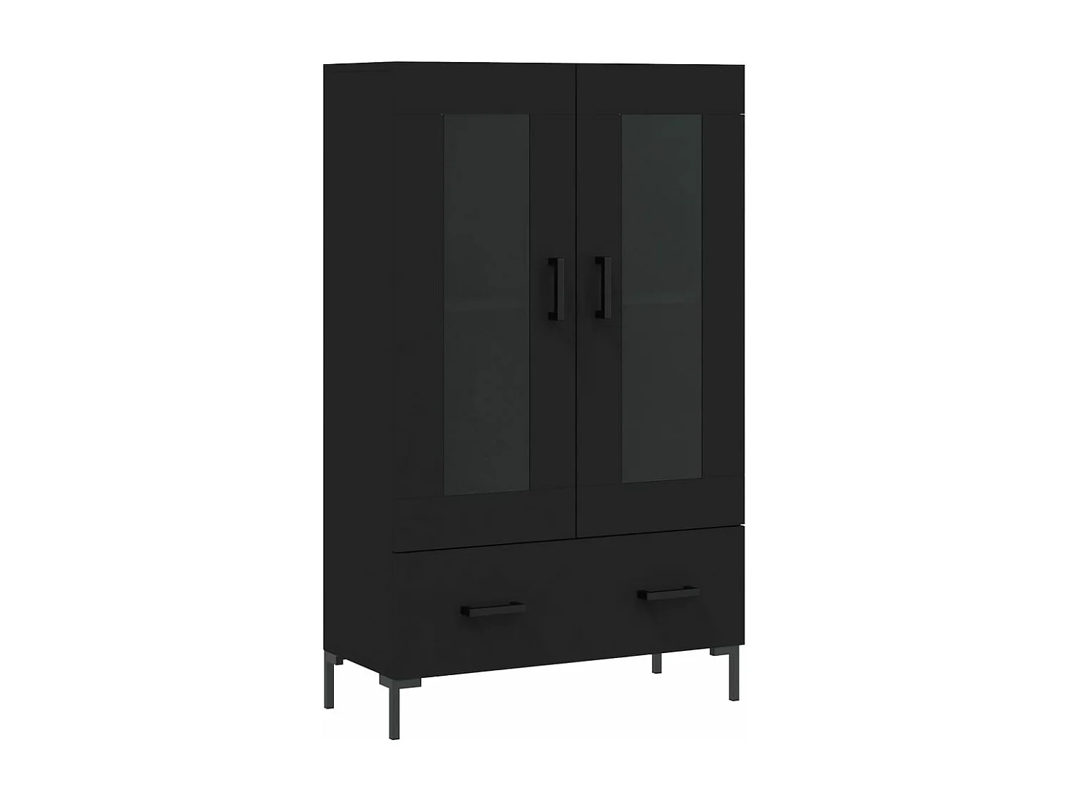 Buffet haut noir 69,5x31x115 cm bois d'ingénierie