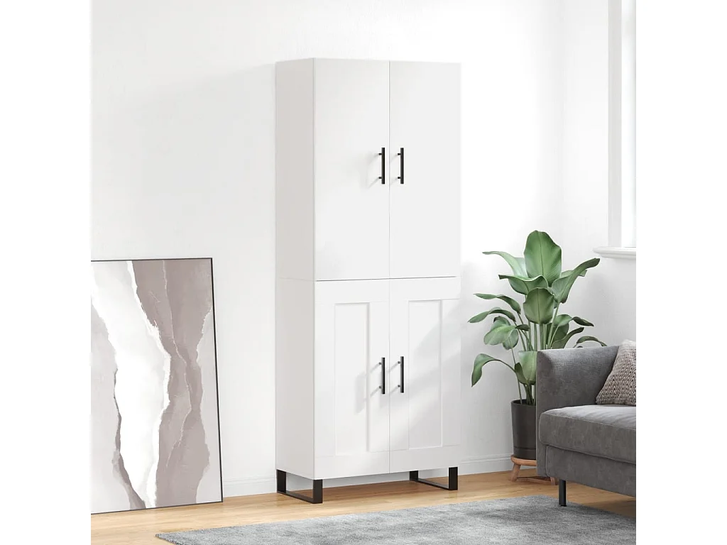 Credenza Bianca 69,5x34x180 cm in Legno Multistrato