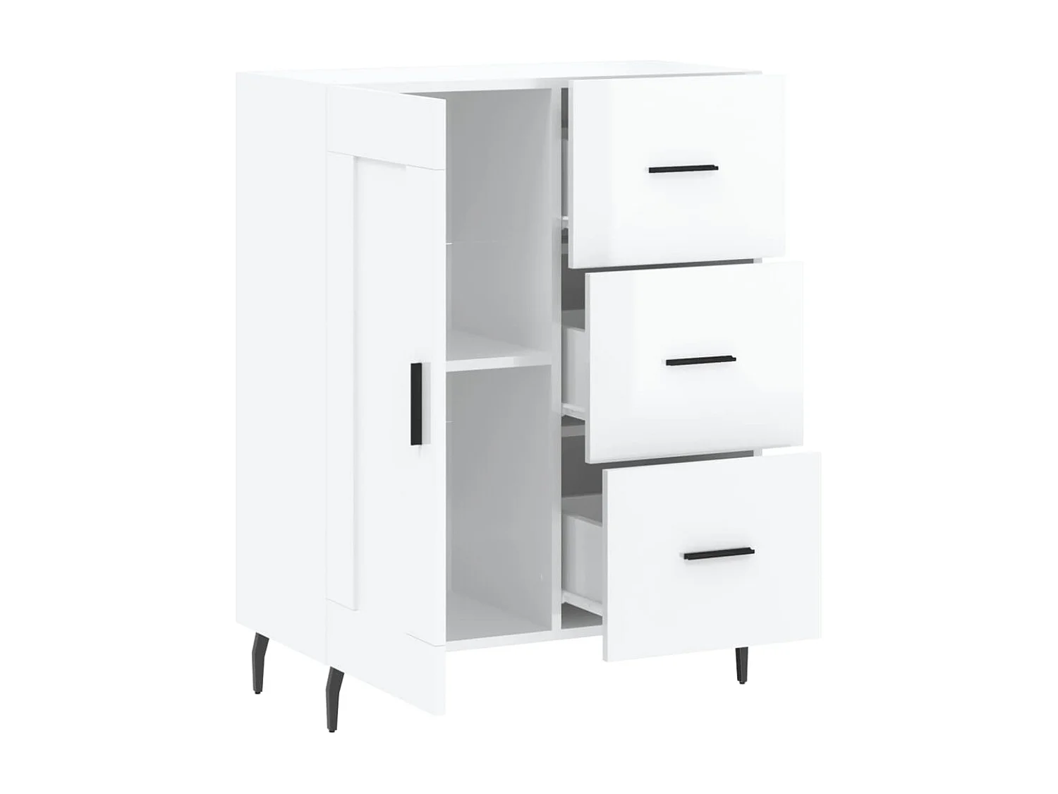 Buffet Blanc brillant 69,5x34x90 cm Bois d'ingénierie