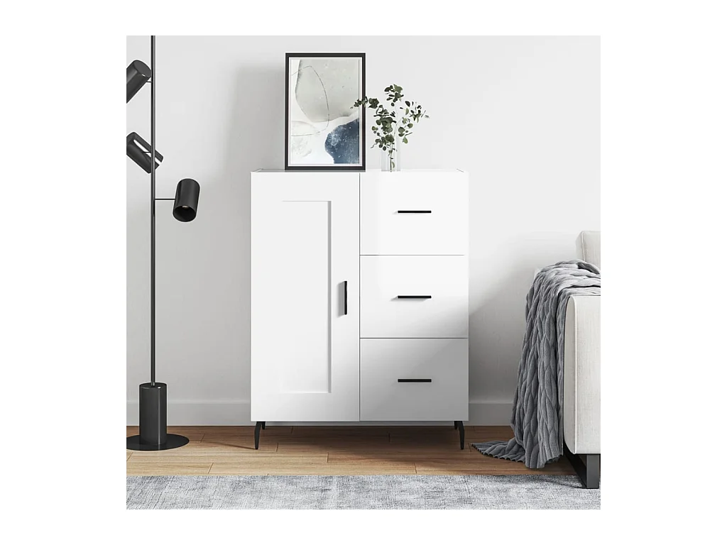 Credenza 69,5x34x90 cm in Legno Multistrato Bianco Lucido
