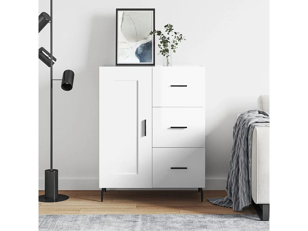 Dressoir 69,5x34x90 cm bewerkt hout hoogglans wit