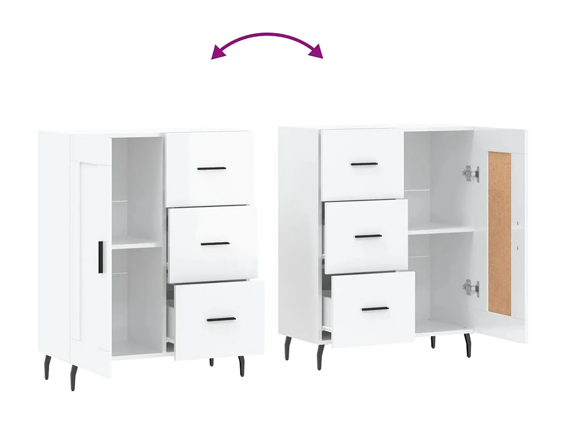 Dressoir 69,5x34x90 cm bewerkt hout hoogglans wit