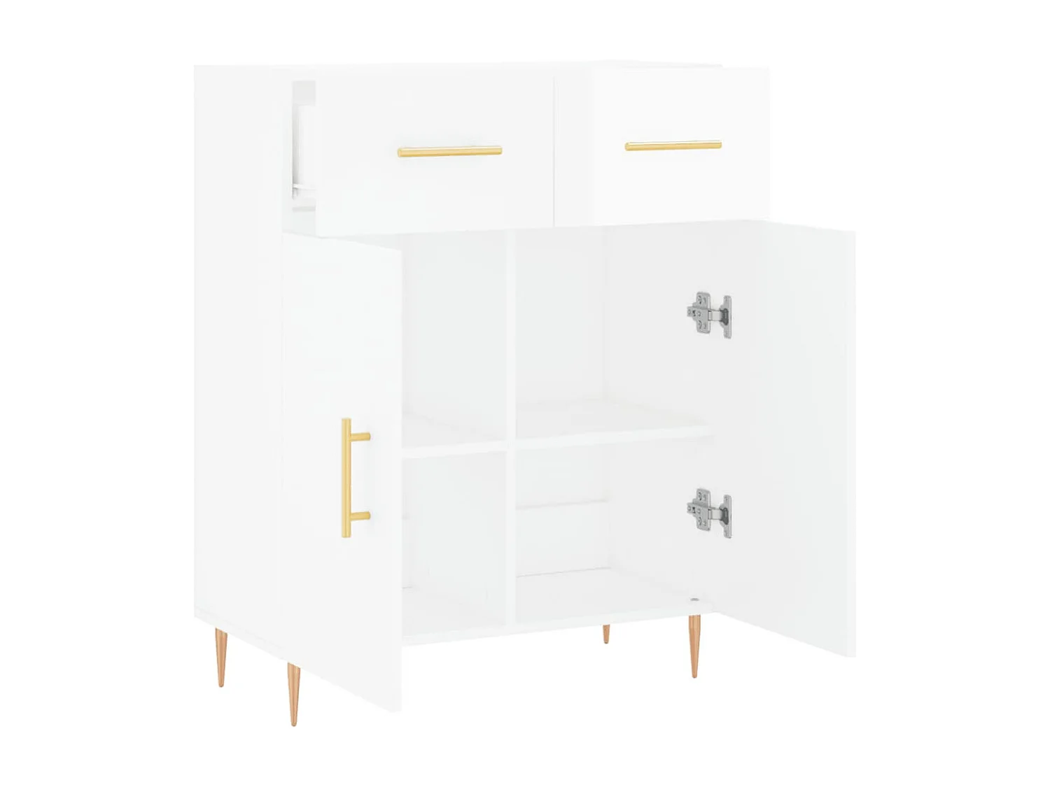 Aparador de madera contrachapada blanco brillante 69,5x34x90 cm