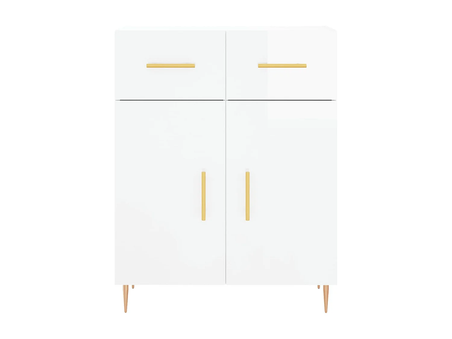 Aparador de madera contrachapada blanco brillante 69,5x34x90 cm