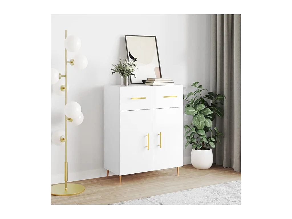 Dressoir 69,5x34x90 cm bewerkt hout hoogglans wit