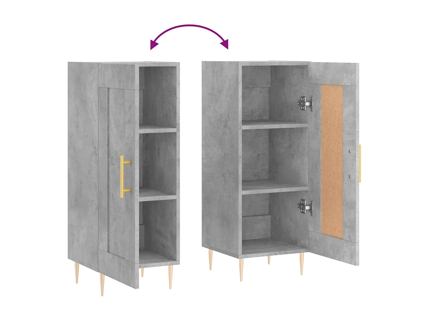 Buffet Gris béton 34,5x34x90 cm Bois d'ingénierie