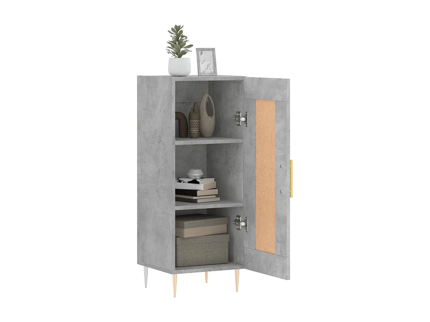 Buffet Gris béton 34,5x34x90 cm Bois d'ingénierie