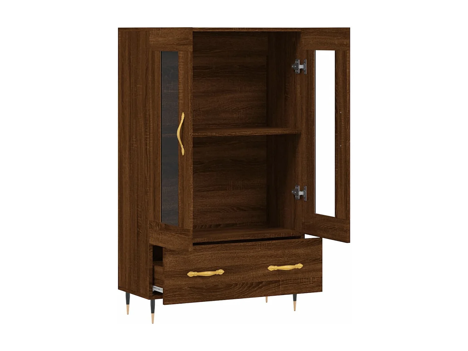 Buffet haut chêne marron 69,5x31x115 cm bois d'ingénierie