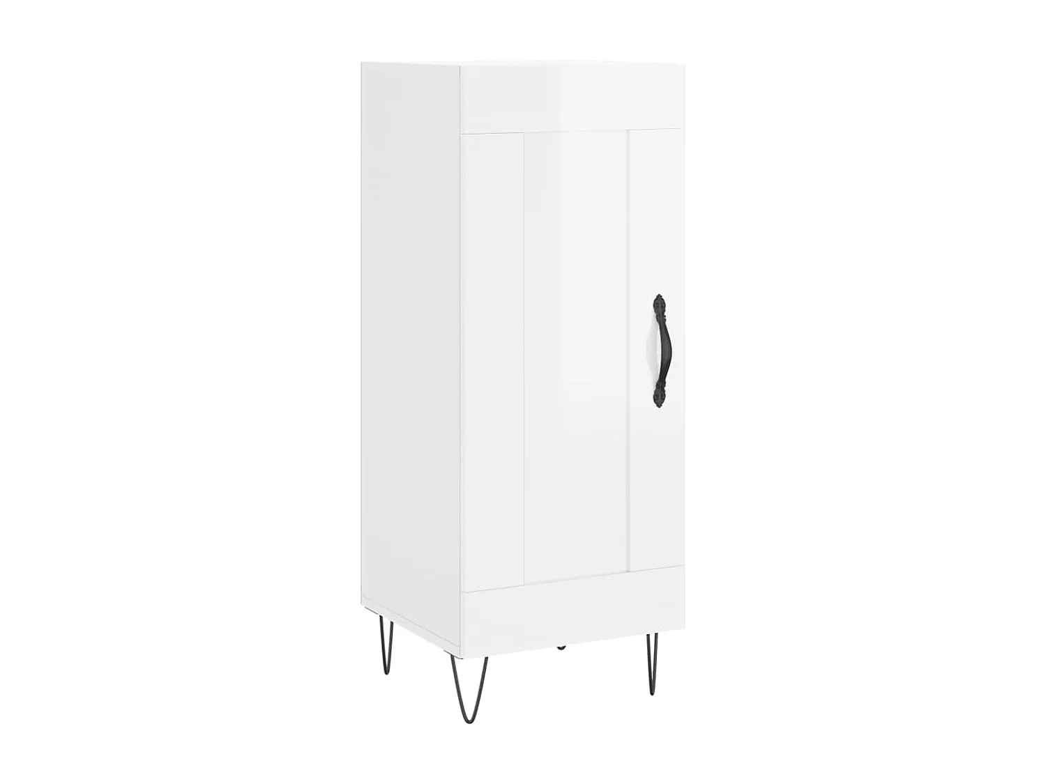 Buffet haut Blanc brillant 34,5x34x180 cm Bois d'ingénierie