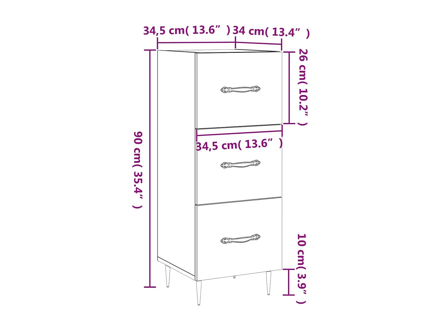 Sideboard Grau Sonoma 34,5x34x90 cm Holzwerkstoff