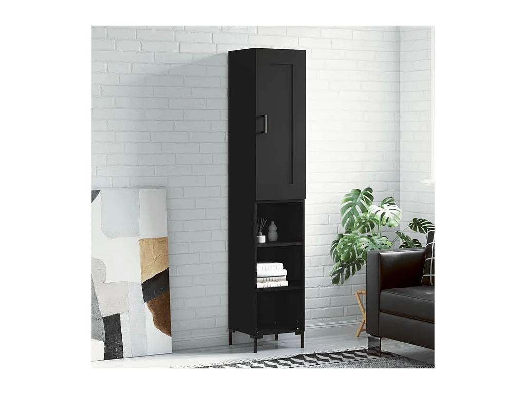 Buffet haut Noir 34,5x34x180 cm Bois d'ingénierie