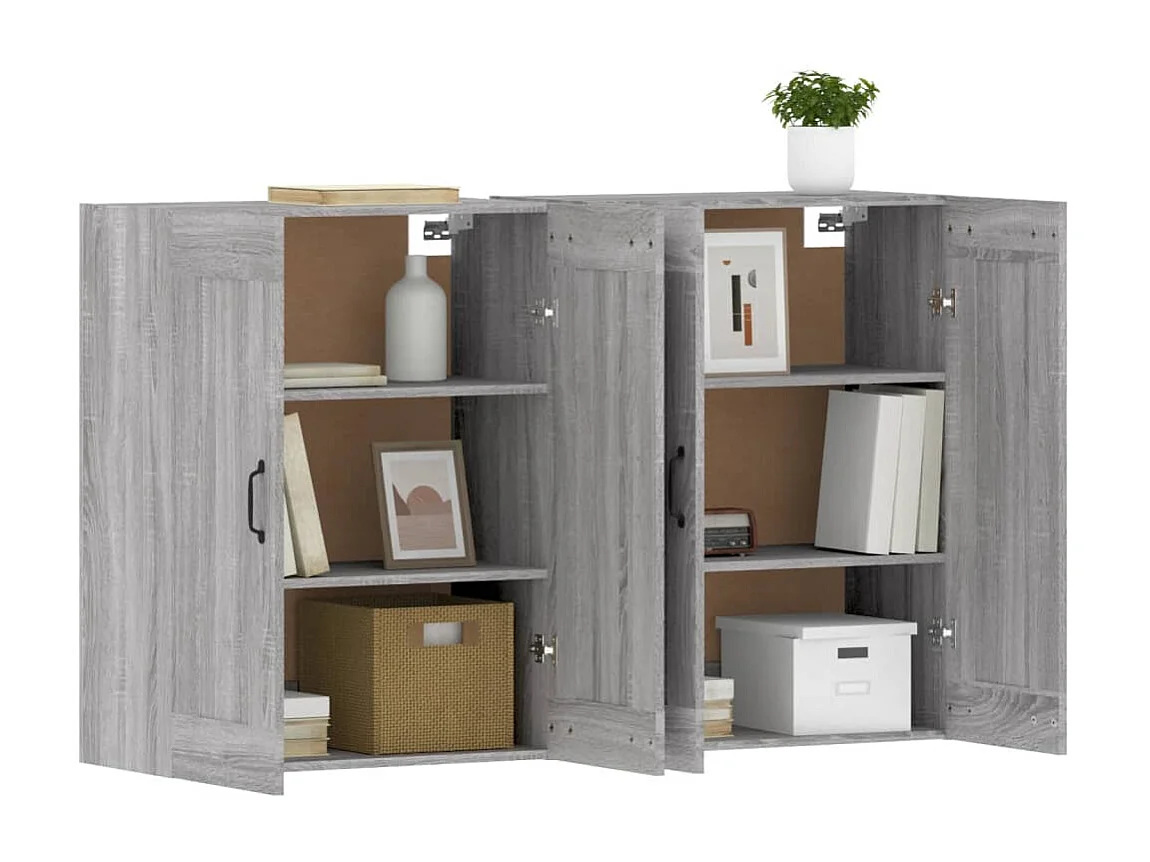 Armoires murales 2 pcs sonoma gris bois d'ingénierie