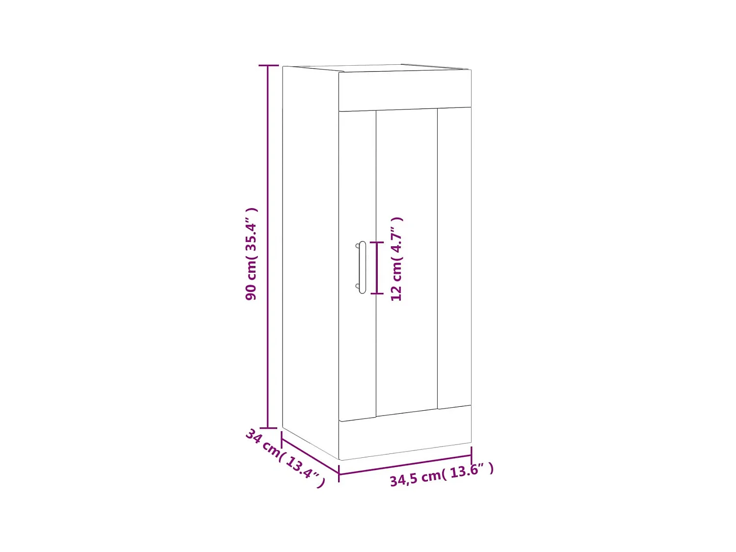 Armoire murale chêne fumé 34,5x34x90 cm