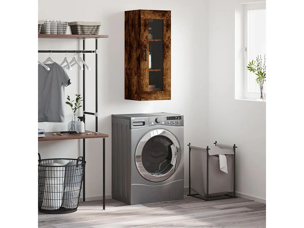Armoire murale chêne fumé 34,5x34x90 cm