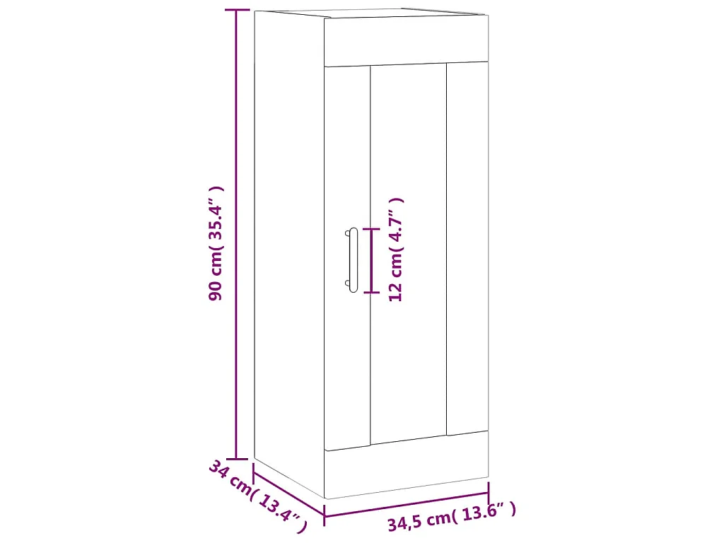 Armoire murale chêne fumé 34,5x34x90 cm