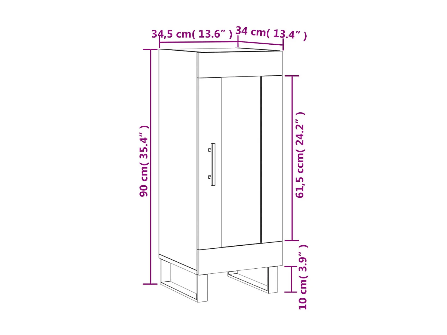 Buffet Blanc brillant 34,5x34x90 cm Bois d'ingénierie