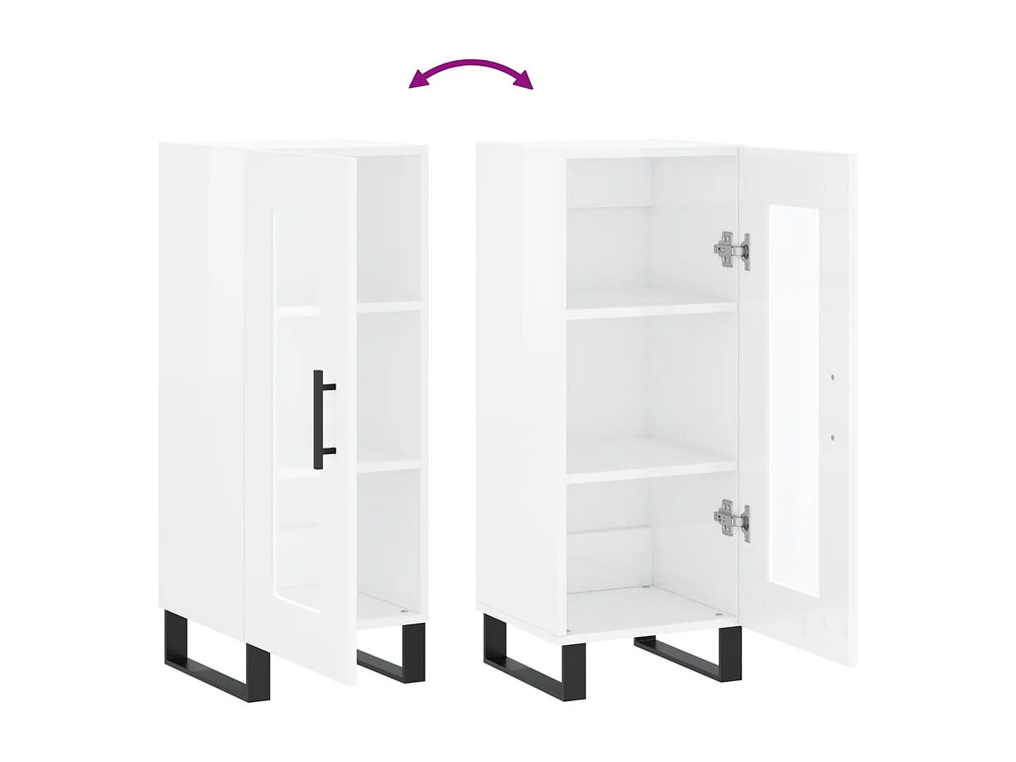 Buffet Blanc brillant 34,5x34x90 cm Bois d'ingénierie